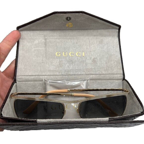 NEW Gucci Women\'s 63mm Square Sunglasses Gold Gray Oversized Designer Aviator main image 10